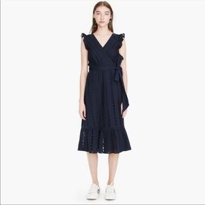 J Crew Eyelet Wrap Midi Dress